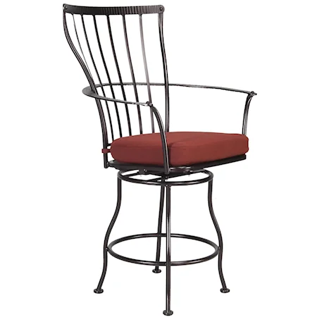 Swivel Bar Stool with Arms and a Seat Cushion